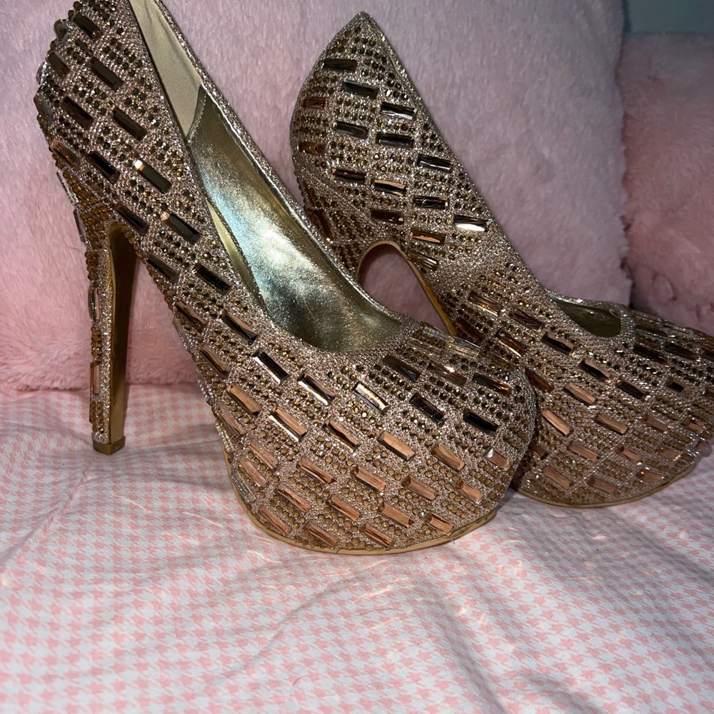 Beautiful rose gold platform high heels